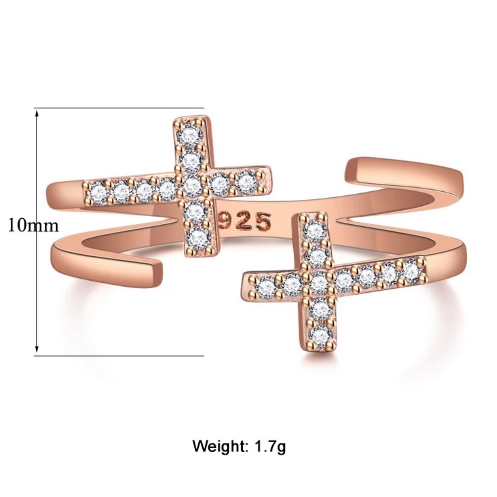 Double Cross Ring, Adjustable Ring, Religious Fai… - image 5